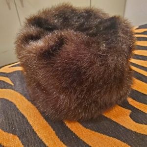 Vintage mink pillow hat large